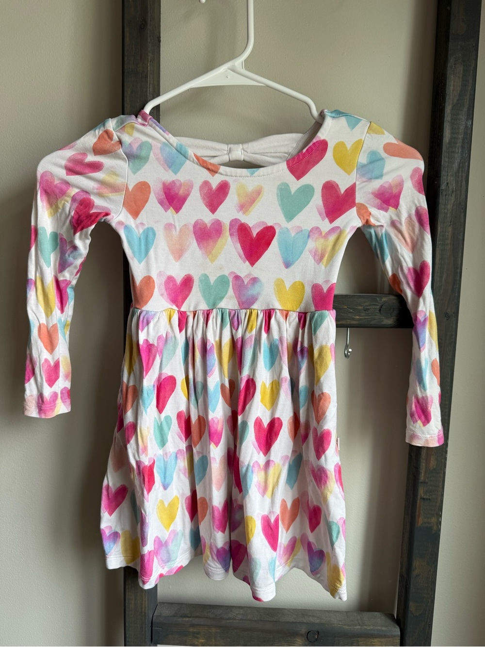 Little Sleepies White Dress with Pink & Aqua Hearts